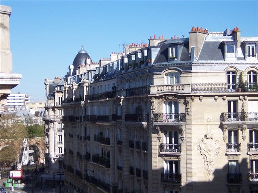 Paris -- view from apartment looking at Haussmann style building (1860's)