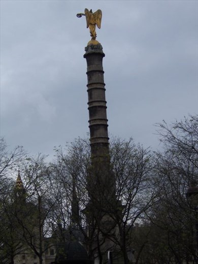 Paris -- Place de Chatelet -- Fontaine du Palmier -- palm tree motif column topped with statue of the goddess Victory