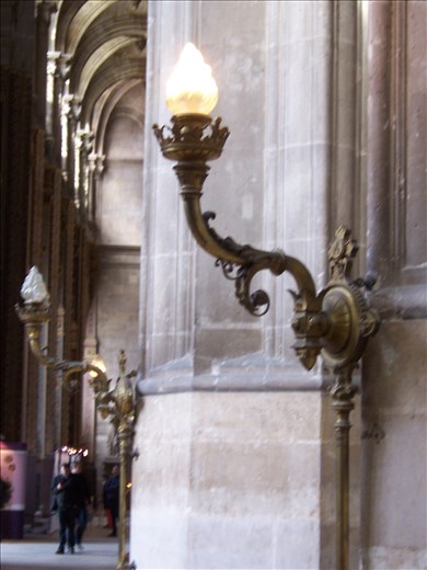Paris -- Eglise St Eustache -- column torchiere -- wood, gas, now electrified