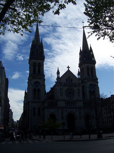 Eglise St Ambroise -- silhouetted against the morning sky
