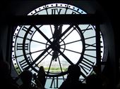 Paris -- Musee d'Orsay -- exterior clock inside view w/Sacre Couer in background: by billh, Views[240]