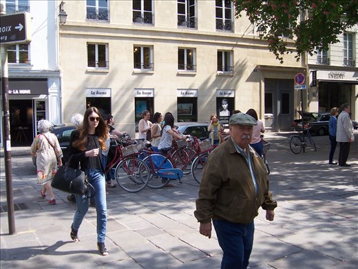 Paris -- Eglise St-German des Près -- street scene with bicycle tour group