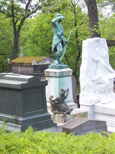 paris -- Cimetiere du Pere Lachaise -- father and daughter writing to him