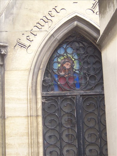 Paris -- Cimetiere du Pere Lachaise -- glass window in tomb