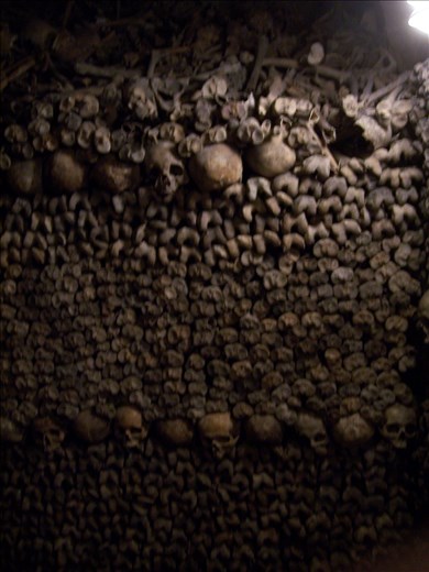Paris -- Catacombs -- bones piled