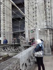 Paris -- Cathedrale Notre Dame --  Cindy on platform between towers: by billh, Views[190]