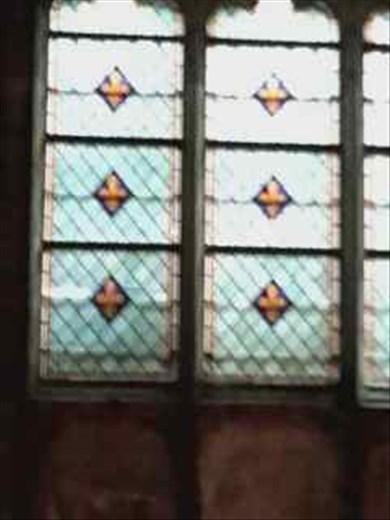 Paris -- Basilique de St Denis fleur de lis stained glass close-up