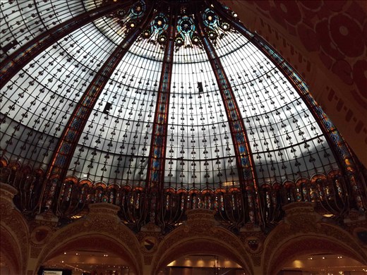Paris -- Gallerie Lafayette department store -- interior stained glass dome.03