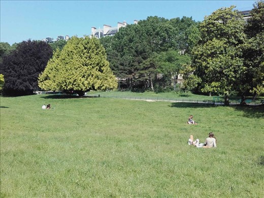 Paris -- Parc Monceau -- picnicing, sunbathing in meadow.02