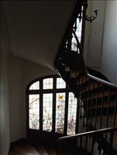 Paris -- 6 rue Parrot apartment -- stained glass in stairwell.01: by billh, Views[244]