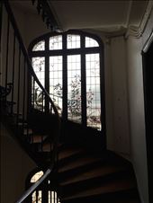 Paris -- 6 rue Parrot apartment -- stained glass in stairwell.02: by billh, Views[233]