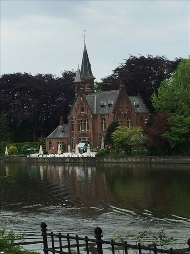Brugge -- scene across a stream in park