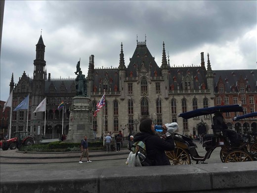 Brugge -- market square -- museum -- horse carriages