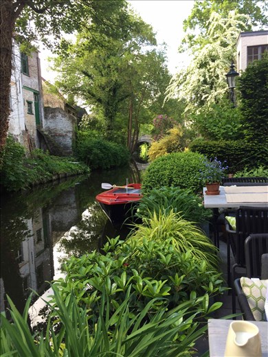 Brugge -- view of canal from private patio at B/B