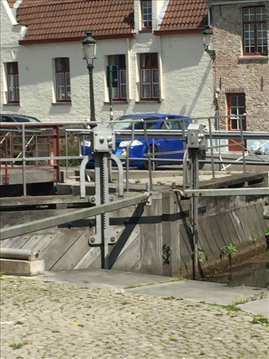 Brugge -- old wooden canal locks