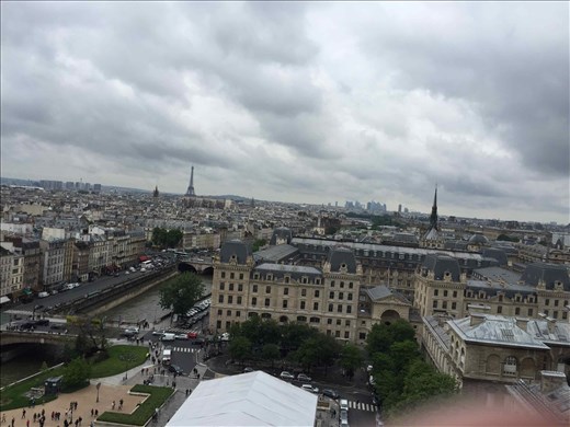 Paris -- Cathedrale Notre Dame -- view from midway -- at base of towers.01
