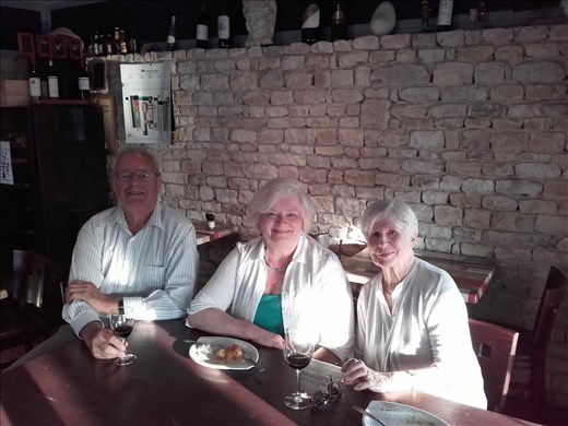 I'le de Re -- me, Christine, Tessie at restaurant