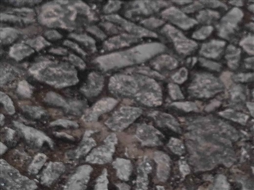 Chateau de Beynac -- roads/walkways -- stones on edge -- hard to walk on