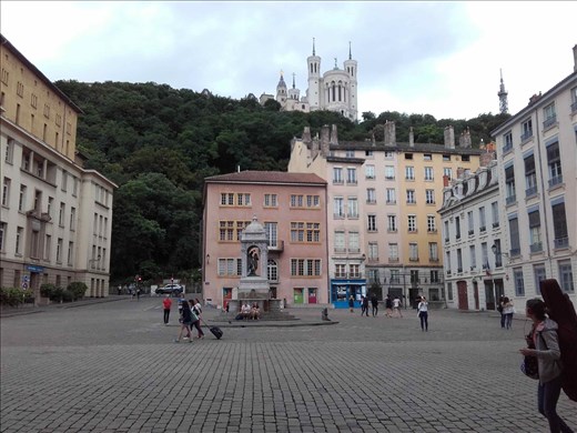 Lyon -- medieval city square in front of Cathedrale St Jean