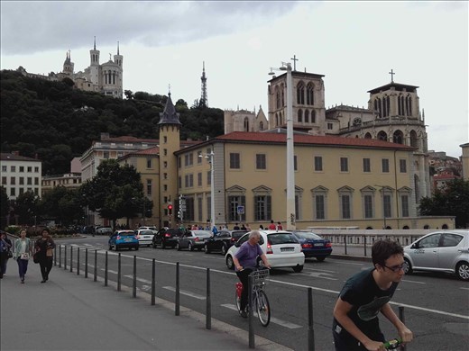 Lyon -- view of Basilique Notre Dame from Pont Bonaparte