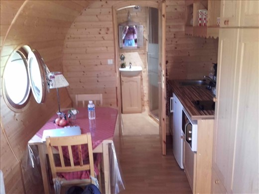 Beaujolais -- Roulotte Viticole (circus wagon) interior.02