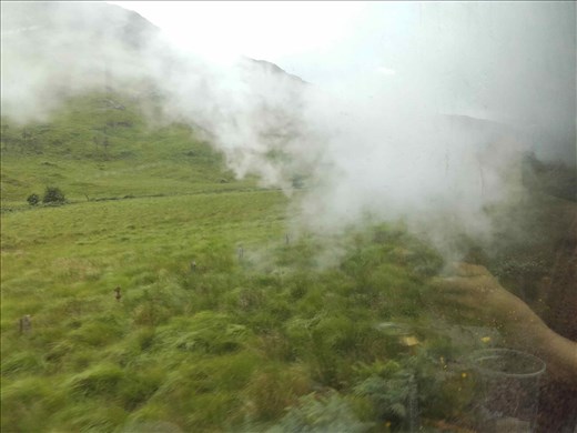 Scottish Highlands -- Ft William to Mallaig train -- smoke from train