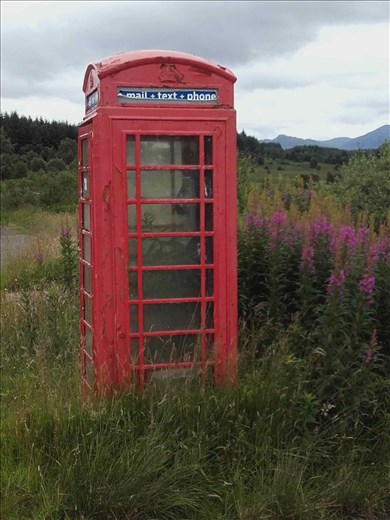 Northwest rural Scotland -- abandoned metal phone booth.02