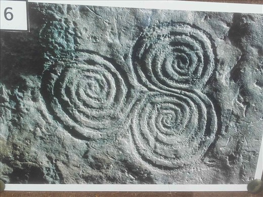 Ireland -- Bru Na Boine -- exterior carved stone at base of mound.01