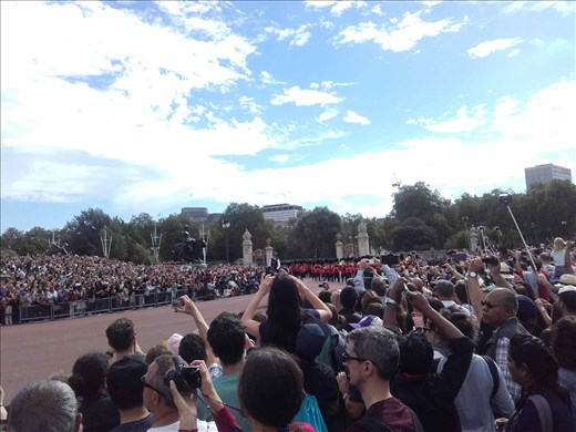 England -- London --  Guard approaching Buckingham Palace