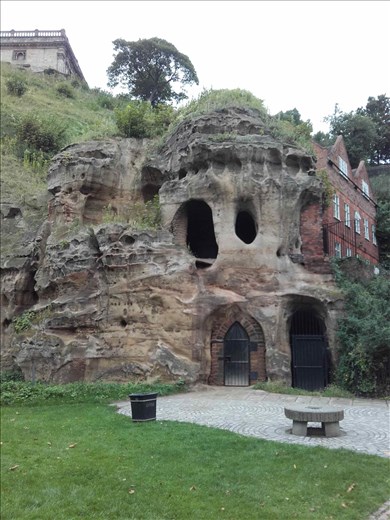 England -- Nottingham Castle  -- tunnel openings under castle.02
