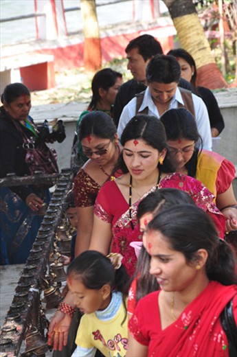 Peace amid the masses in  Barahi Temple, Pokhara.
