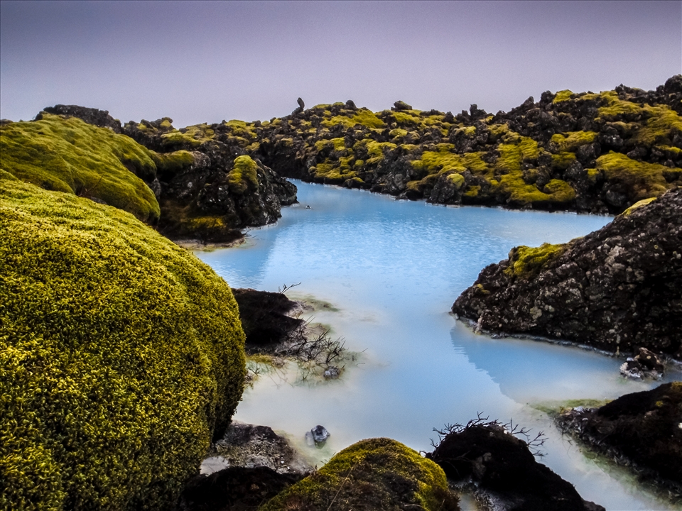 One of the many smaller pools surrounding the Blue Lagoon in Iceland
