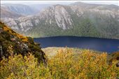 After hiking for a couple a couple of hours in blistering winds and rain we come to a stop. We stop at Marion's lookout which is overlooking dove lake.  Once up there I am taken to a special spot, where I am then shown a remarkable view! Closes to me is the Tanglefoot Beech (Nothofagus gunnii), this remarkable little tree is the only alpine deciduous tree, which in itself makes it more special.  This tree encapsulates sheer beauty, and there adds even more an emotional feeling to it.  
I was in awe of the beauty of the flora, but was even more moved by what I was to see next. Looking over dove from a high altitude, was nothing short of spectacular, and I was in sheer awe looking down. After what was a long hike, it was worth stopping, getting close to the edge, and looking over something that is so beautiful and pure.: by bluetaipan, Views[523]