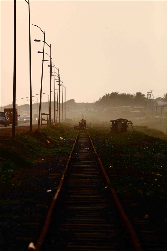 Children on the tracks.