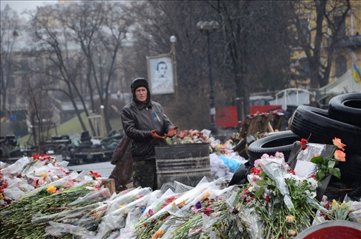 Flowers for killed protesters