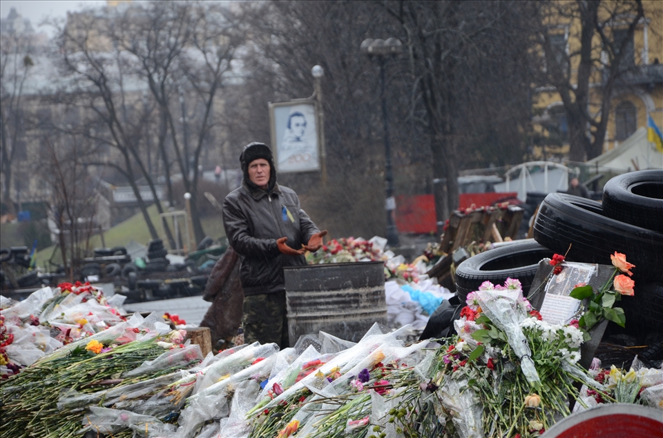 Flowers for killed protesters