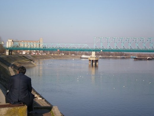 Calming power of the Danube. A man takes time off,to think...