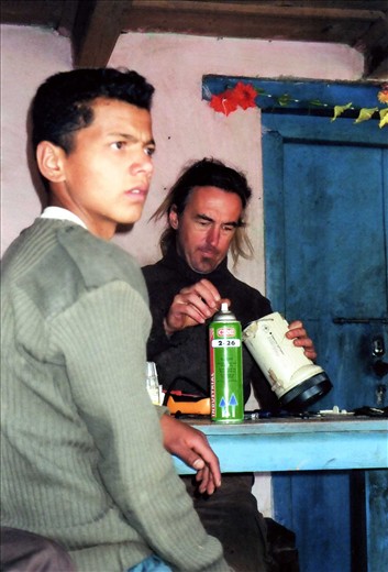 Dren the overseer... helping Scott at the 'torch hospital' in Jatoli. May 2013.