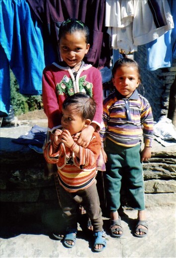 Deepa (Class 2) and her sisters Maya and Hema from Ritang (Ritang is a two 'Himalayan' kilometre walk from Khati.
