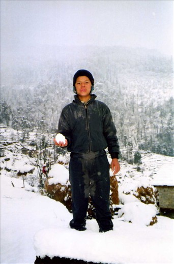 January 2014. Ganesh was getting ready to 'peg' a snowball at me in what was the 'mother' of all snowball fights.
