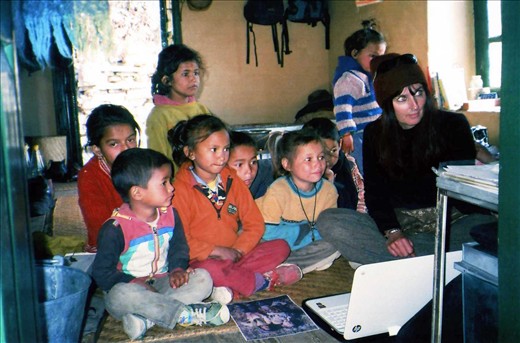 The new printer...... peAk's educational resources project for Kumaoni villages saw a new printer for library and Panchayat use.... here is a small band of print enthusiasts waiting while I set up for the first printout.
