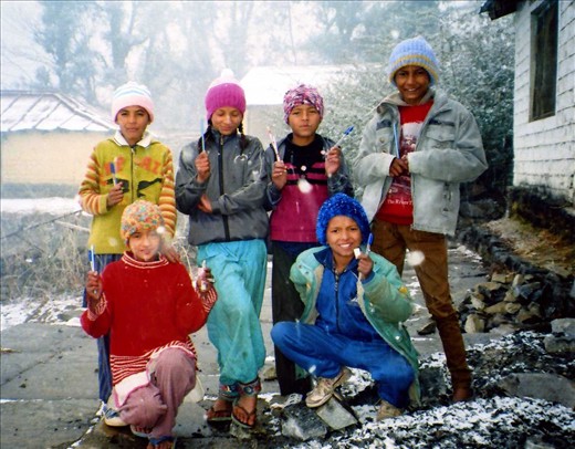 Another shot of part of Cass 6 with their new beanies, thanks to the granny girl guides of WA  who provided such colourful and warm attire).....