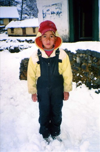 Rohit (Class 3) striking a very serious face in the fresh snow....