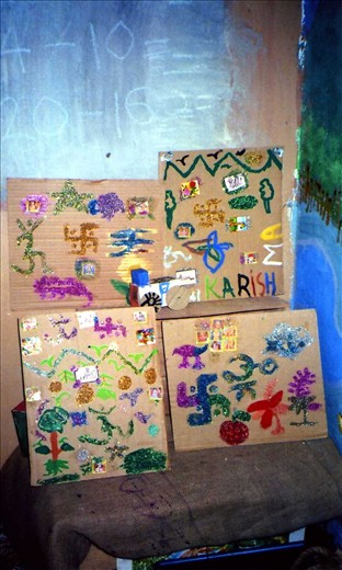 In Pahari 'chum chum sitara' means 'glitter'. This is one of the kids favorite things to do in the art world.....