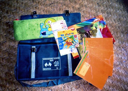 Thanks to the World Nomads community peAk was able to supply the children at Jatoli school with enough educational resources for the school year. Here is a photo of part       
of that kit....