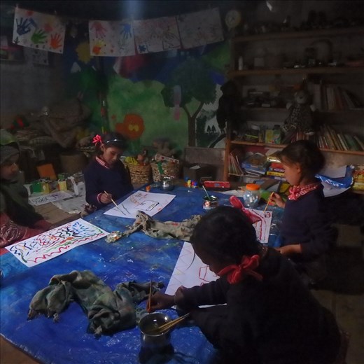 Class 3 girls working on their masterpieces...