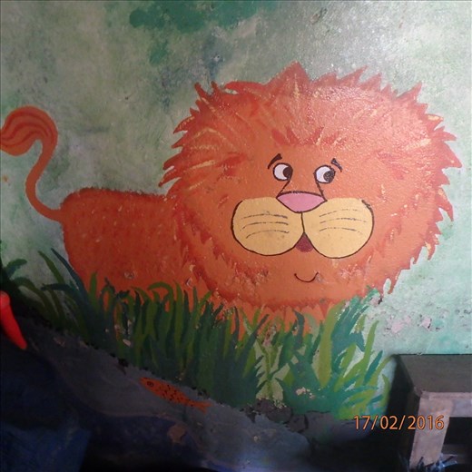 Part of a mural on the library wall that adds a splash of colour.