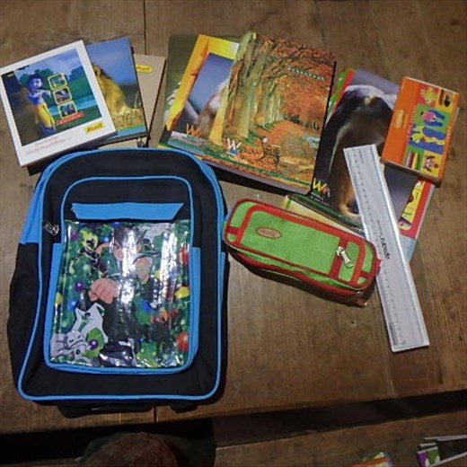 A small peek at a random sample of goodies that will go in the bags.... though not all the goodies are lined up. They were fat little bundles that gave much joy!!