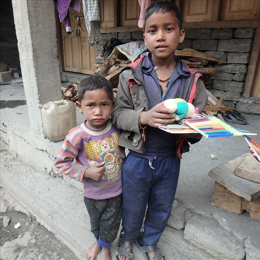 'The Boy's', two children from a Nepali workers family. They are currently getting great use out of the resources.
