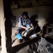 Dinesh hard at work on stove construction.: by bonnie, Views[327]